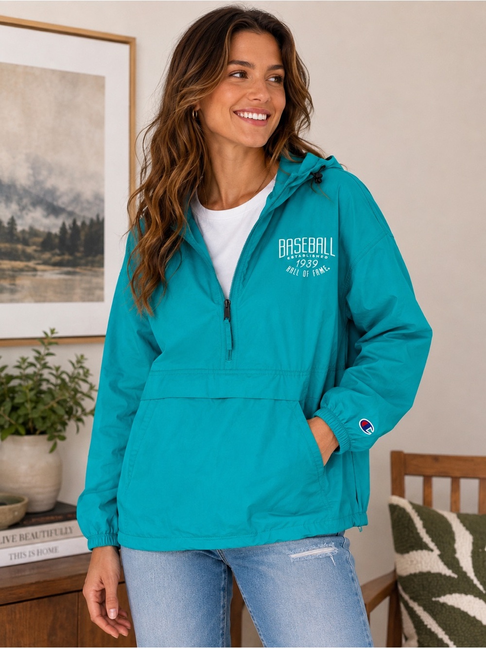 Champion Teal Baseball Hall of Fame 1939 Anorak Jacket – Size L